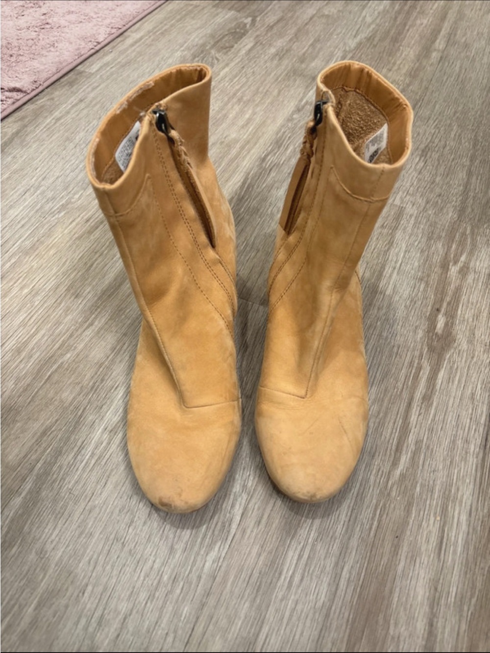Toms Women's Camel Suede Zip Ankle Boots